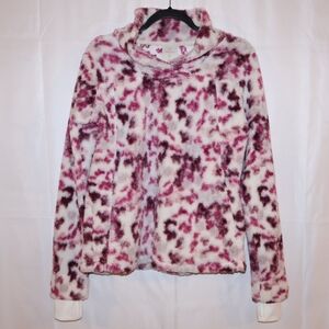 Freely Pink Marble Speckled Sherpa Pullover w/Thumbholes & Zipper Pockets. Small